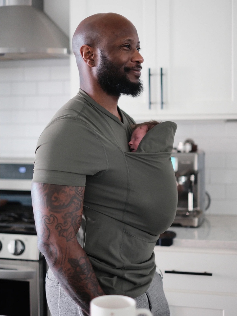 Lalabu Men's Babywearing Shirt Green Size Large
